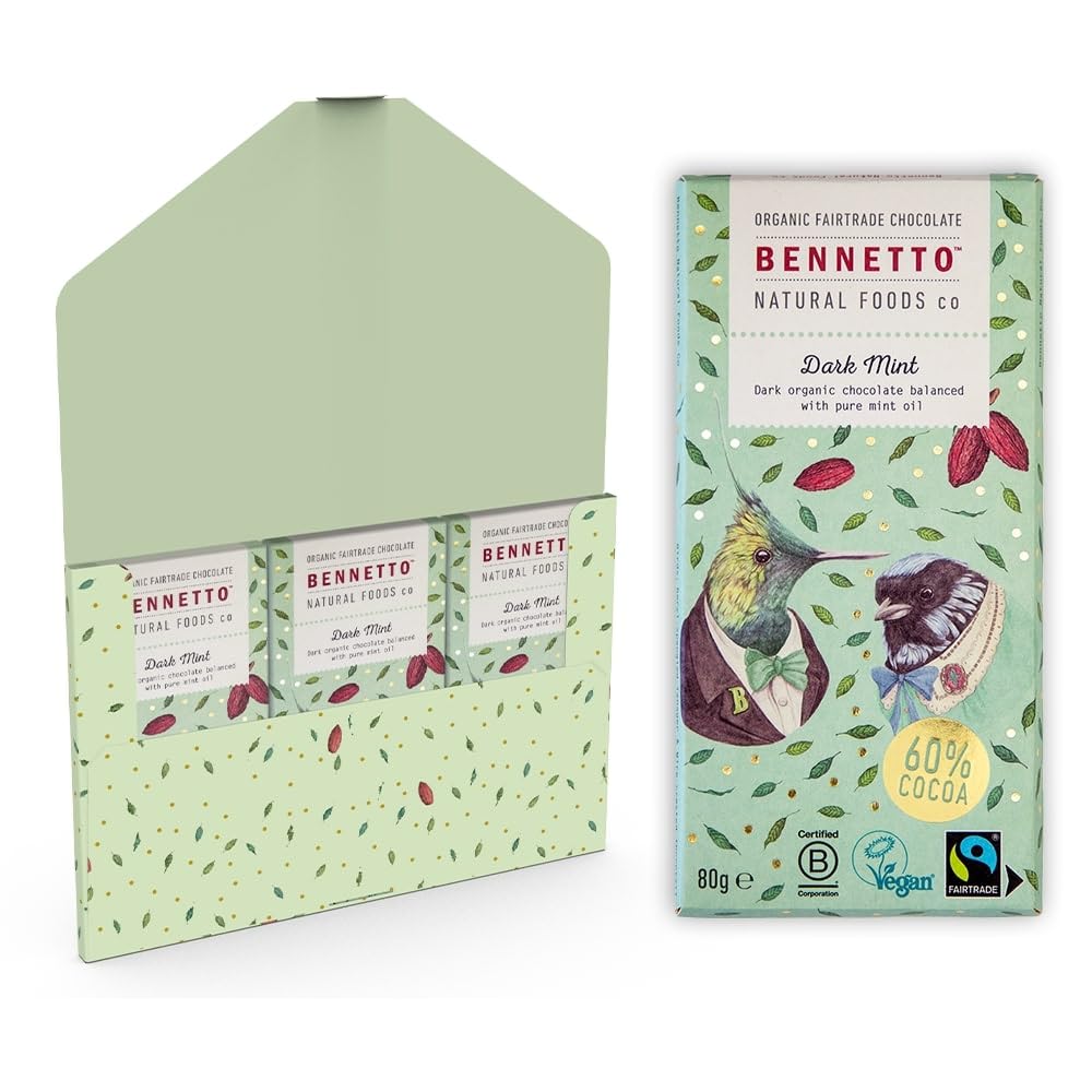 Bennetto Dark Mint Bio-Zartbitterschokolade mit 60 % Kakao und reinem Minzöl – 270 g