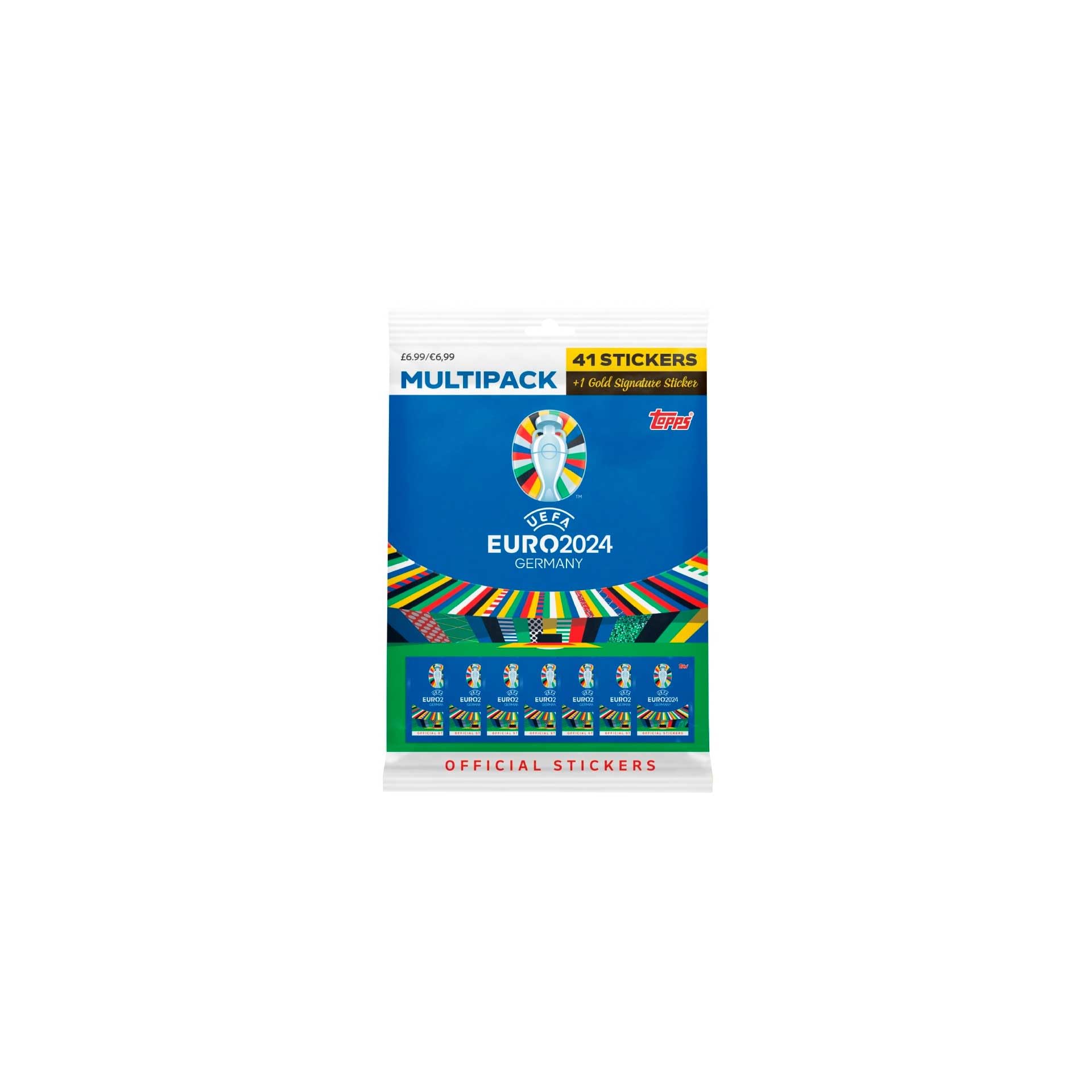 Topps Euro 2024 Sticker Collection - Multipack with 42 Stickers Including Gold Signature Series