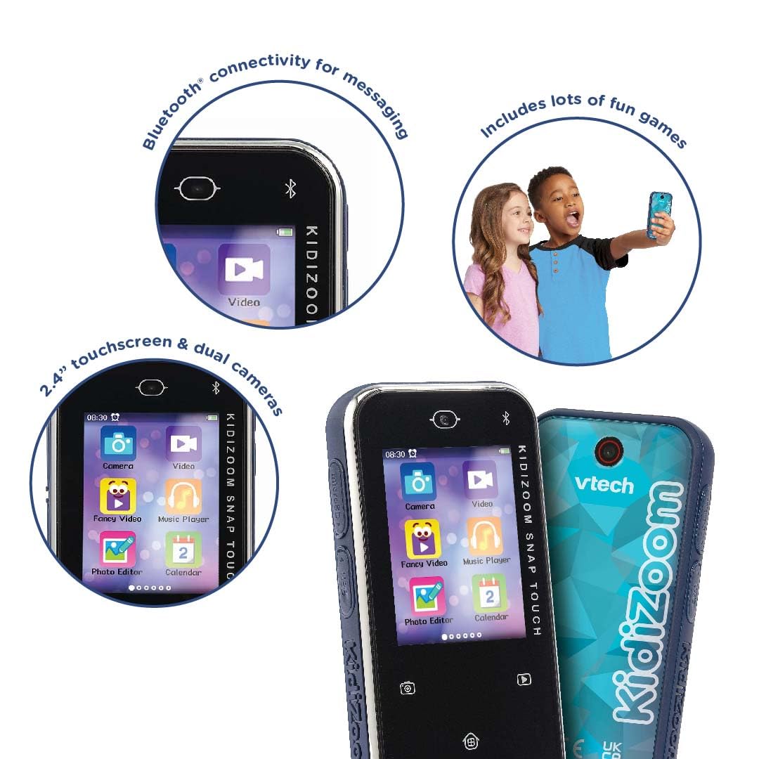 VTech KidiZoom Snap Touch - Pocket-Sized Touchscreen Camera Toy with Dual 5MP Cameras & Games for Kids 6-10 Years