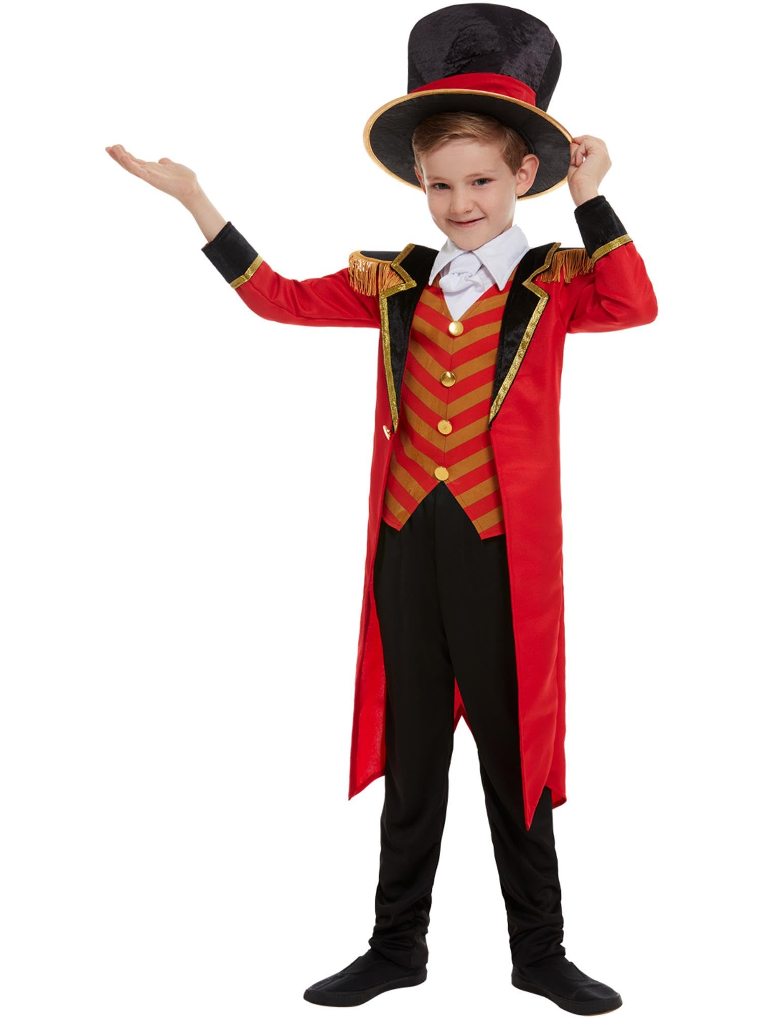 Smiffys Deluxe Ringmaster Costume - Red Jacket, Mock Shirt, Trousers & Hat for Boys 4