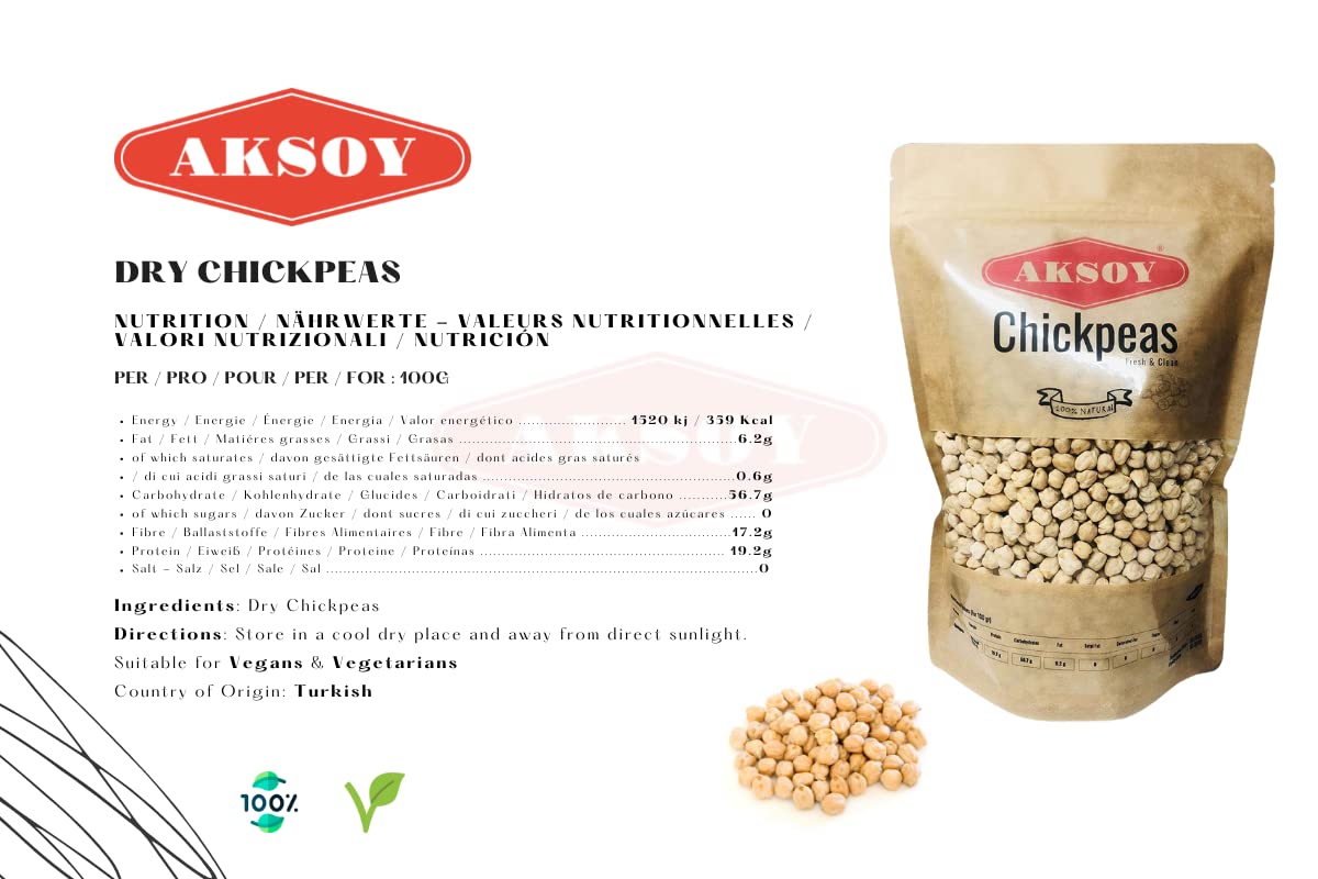 Aksoy - Premium Trockenkichererbsen XL Größe (12mm) 1KG 6