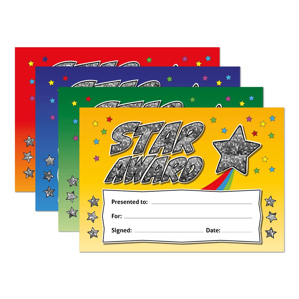 Star Award - Sparkly Holographic Reward Certificate (Multicoloured, A5, 20-Pack)