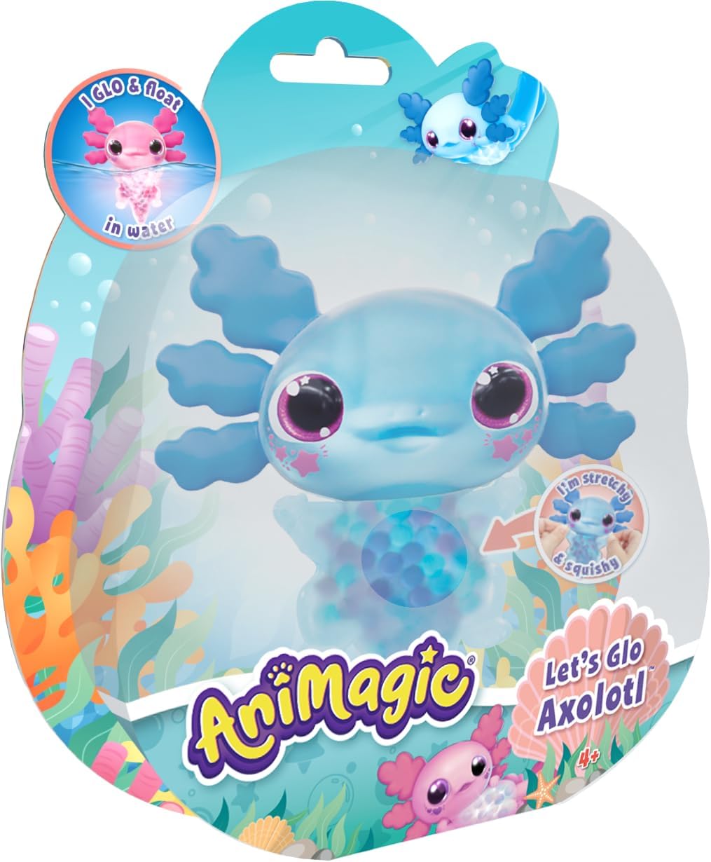 Let's Glo Axolotl - Blue Light-Up Interactive Electronic Pet Toy 6
