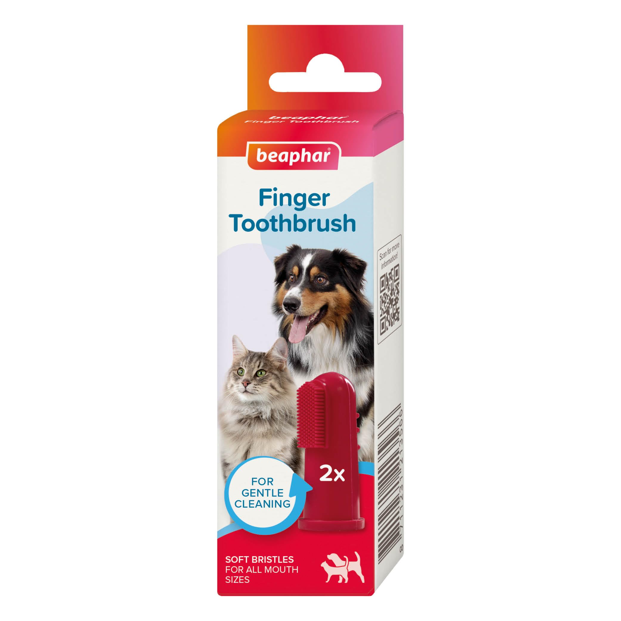 Beaphar Finger Toothbrush for Cats & Dogs - Gentle Silicone Cleaning | Plaque Removal | 2 Pack