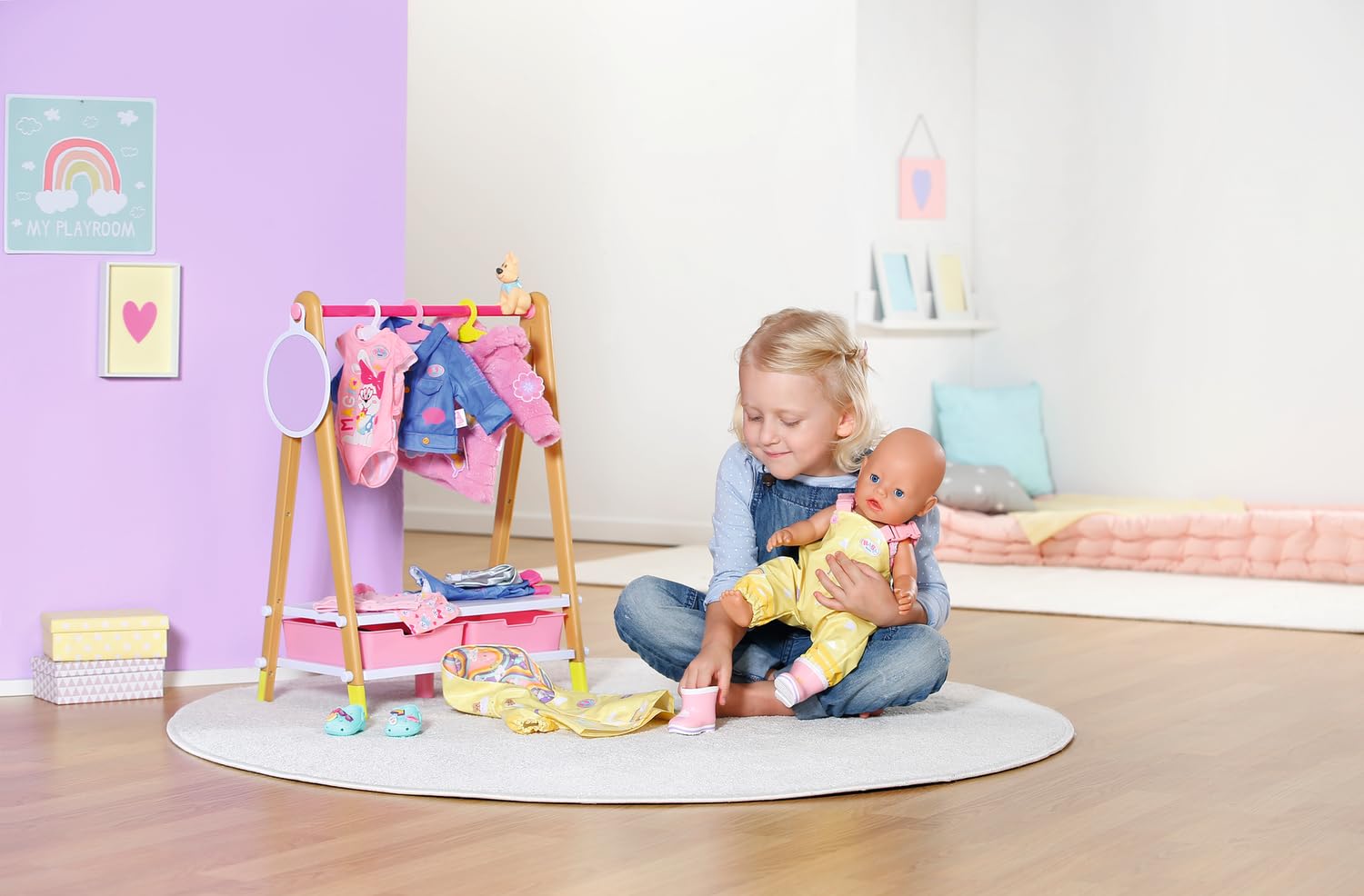 BABY born Deluxe Rain Outfit 836460 - Rain Set with Raincoat, Trousers & Wellington Boots for Dolls up to 43cm 9