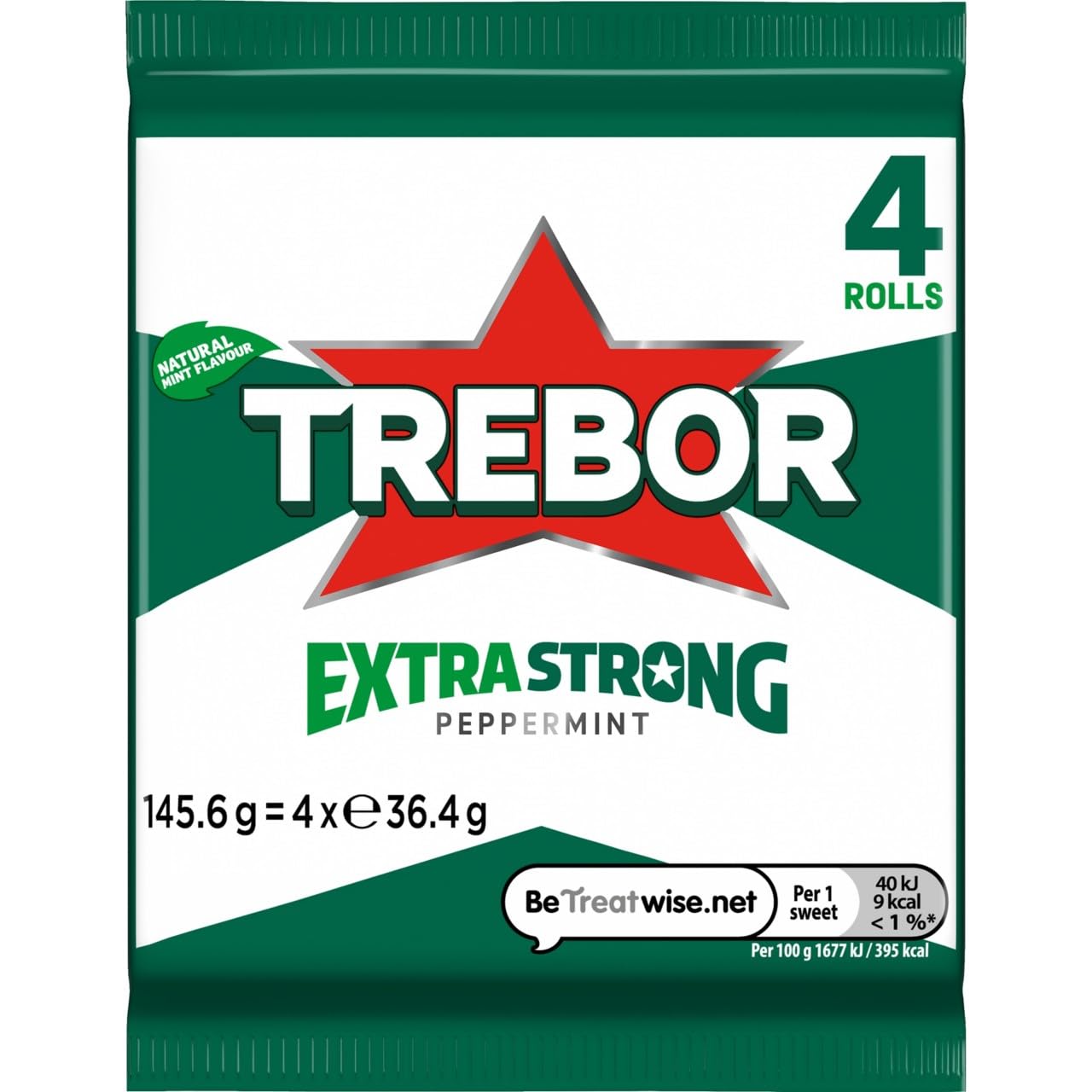 Trebor Extra Starke Pfefferminzbonbons, 4er-Pack Rollen, 146 g (12er-Pack) 3