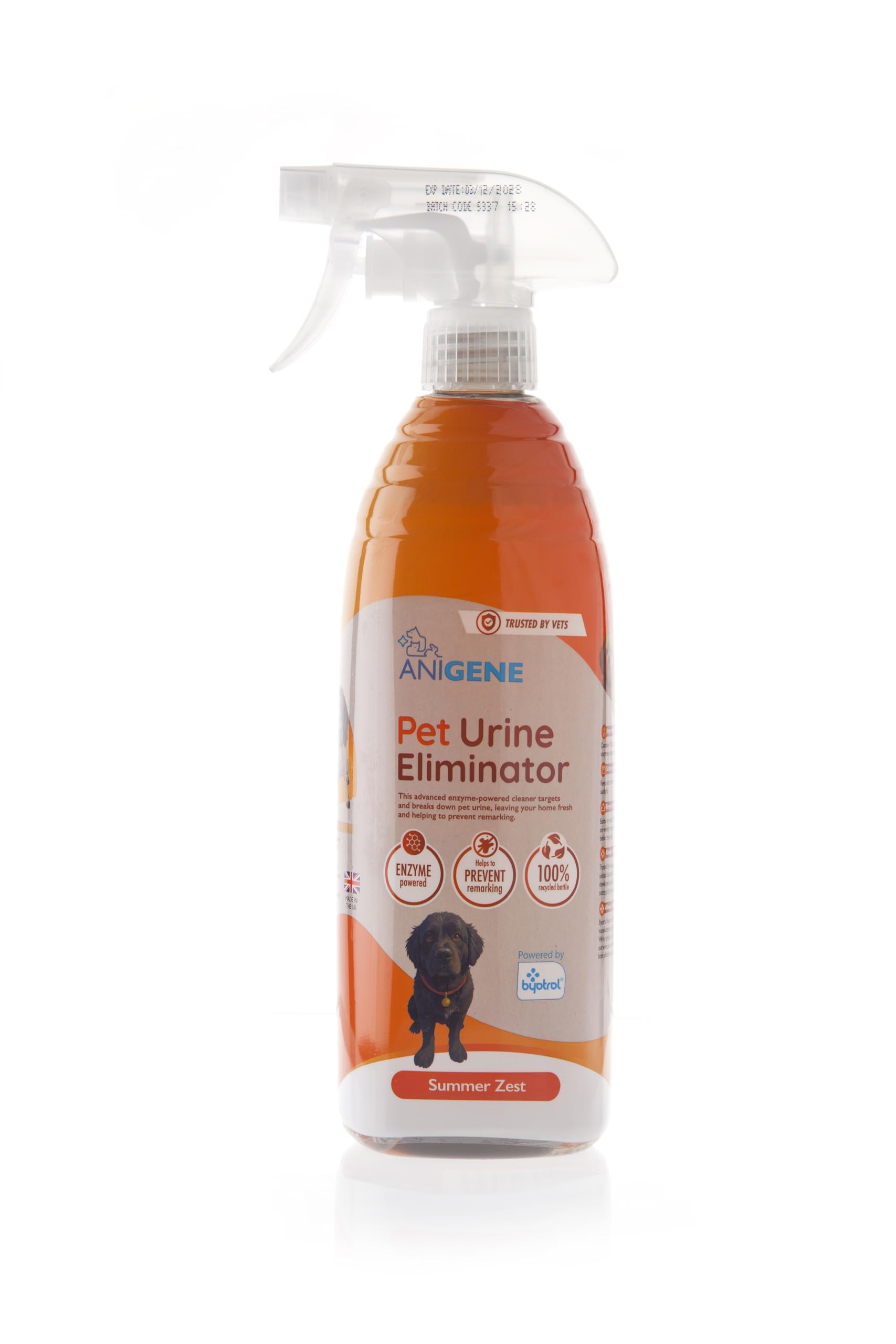 Byotrol ANIGENE Pet Urine Eliminator Spray - Enzyme Powered Stain Removal | 750ml Summer Zest