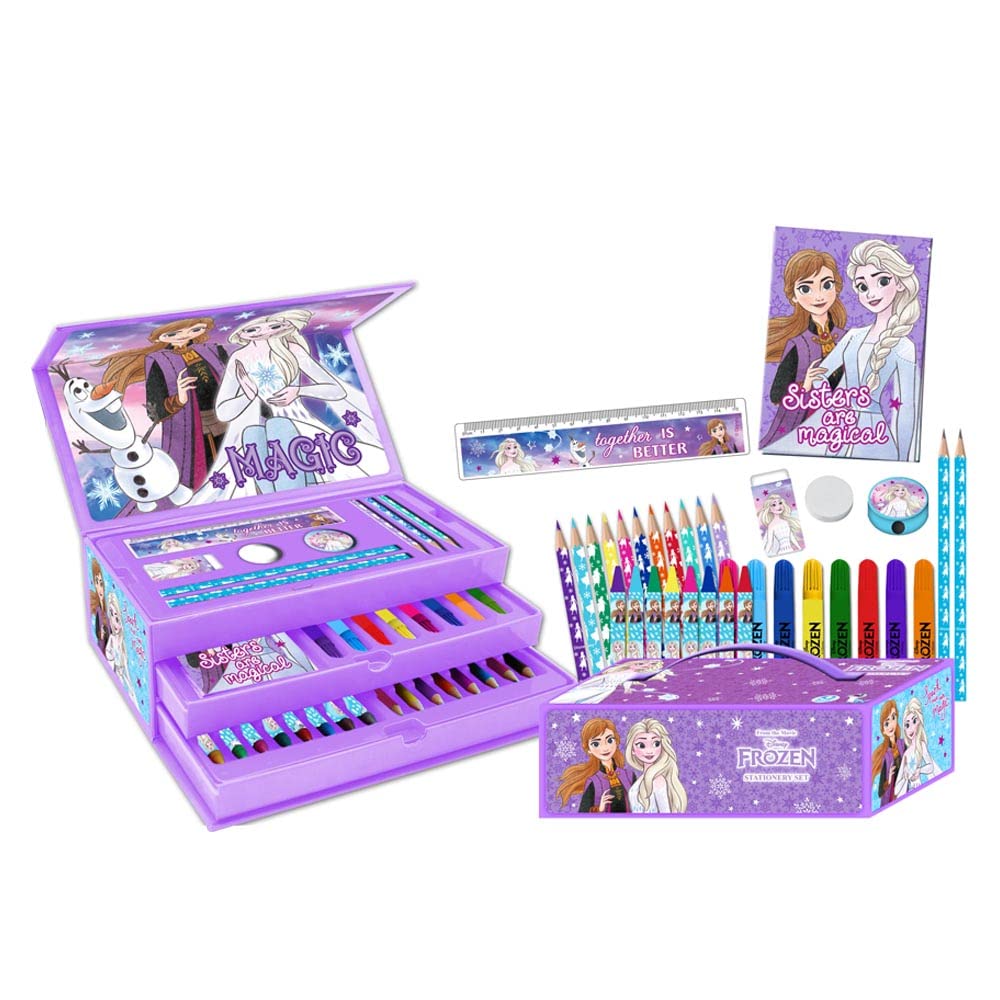 Disney Frozen 44 Piece Colouring Case with Pens, Pencils, and Crayons | Ages 3+