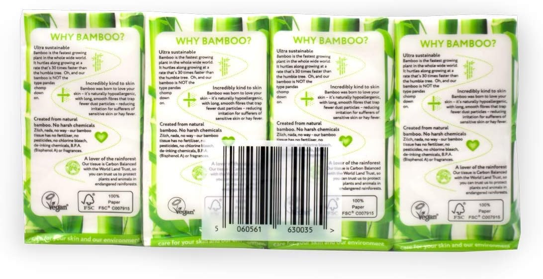 The Cheeky Panda – Bambus-Taschentücher, Großpackung (96 Packungen, 10 Taschentücher pro Packung)