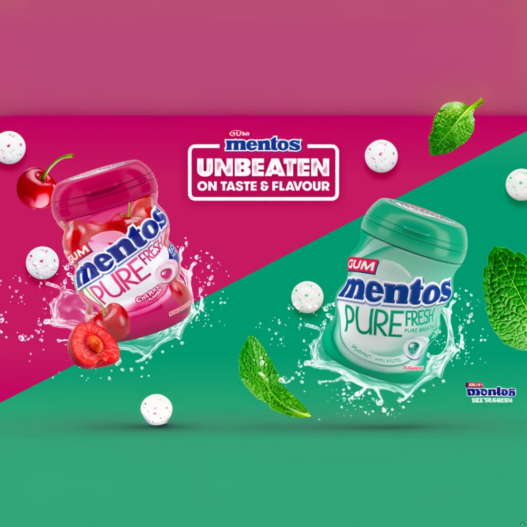 Mentos Pure Fresh Cherry Chewing Gum 35 Pieces – Sugar-Free, Xylitol-Sweetened, Gluten-Free 3