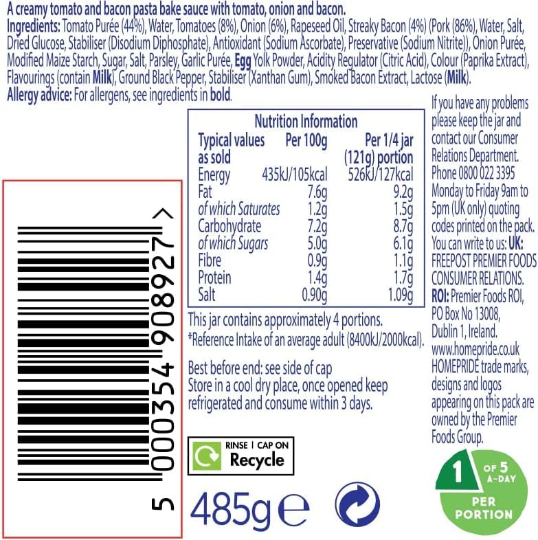 Homepride Tomaten-Speck-Pasta-Auflaufsauce, 485-g-Glas 6