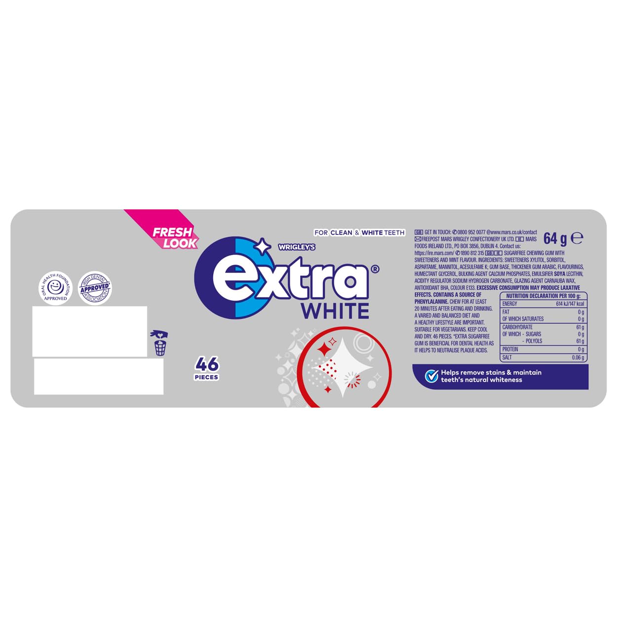 Extra - White Pellet Chewing Gum, Sugar-Free, 46 Pieces 4