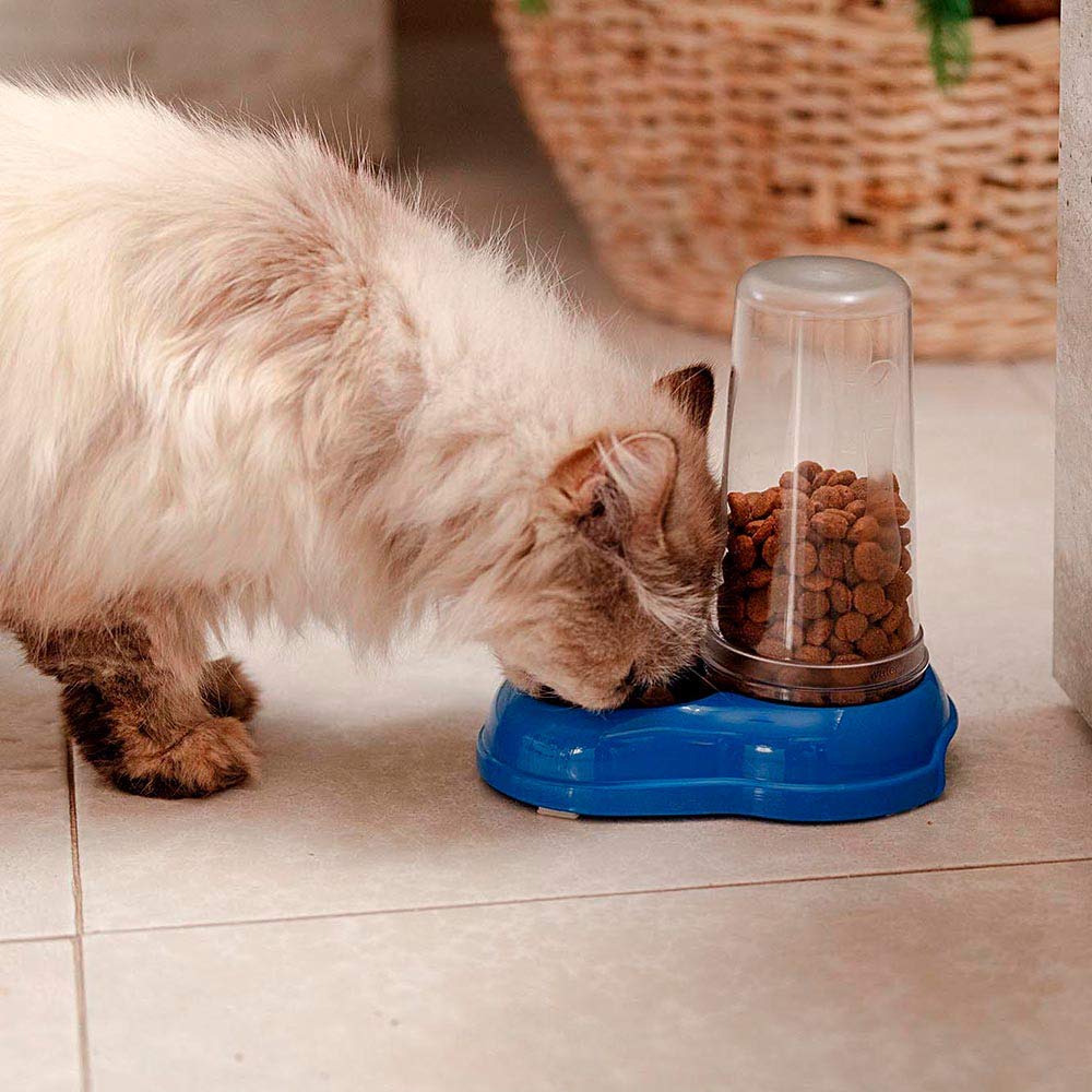 Ferplast Azimut 600 Automatic Pet Feeder/Water Dispenser - 0.6L Capacity | Blue Plastic 5