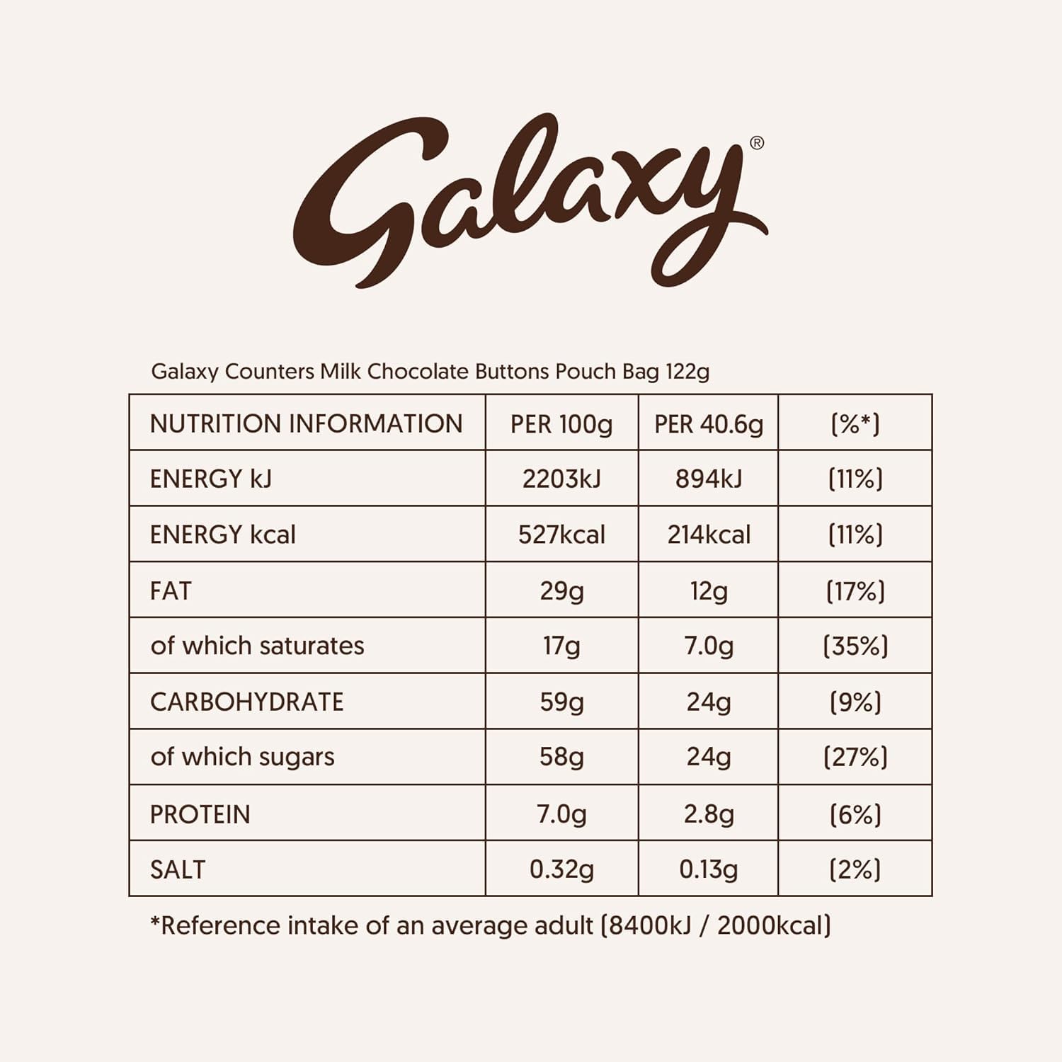 Galaxy Counters Chocolate Pouch Bulk Box, Milk Chocolate, Kosher Certified, 15 x 112g 6