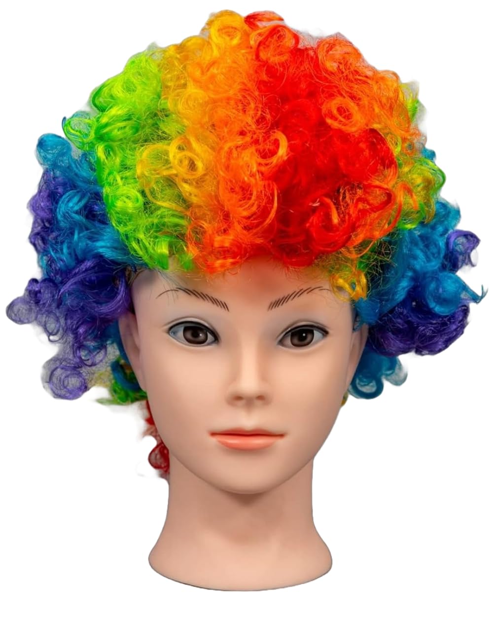 SHATCHI Rainbow Afro Wig Curly Bouncy Hair for Fancy Dress Party Costume Disco 60s 70s 80s Theme Unisex
