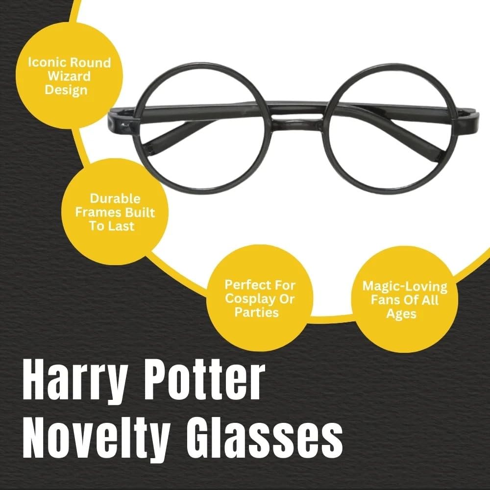 Harry Potter Black Novelty Eyeglasses - Pack of 4 - Costume Accessory for Fans & Party Dress-Up 3