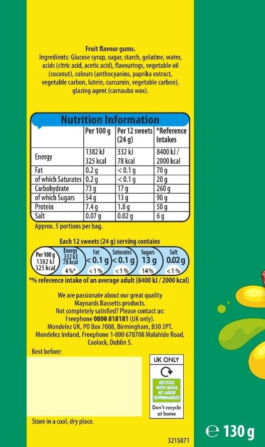 Maynards Bassetts Minigems, verschiedene Fruchtgummi-Süßigkeiten, 130 g, wiederverschließbarer Beutel 4