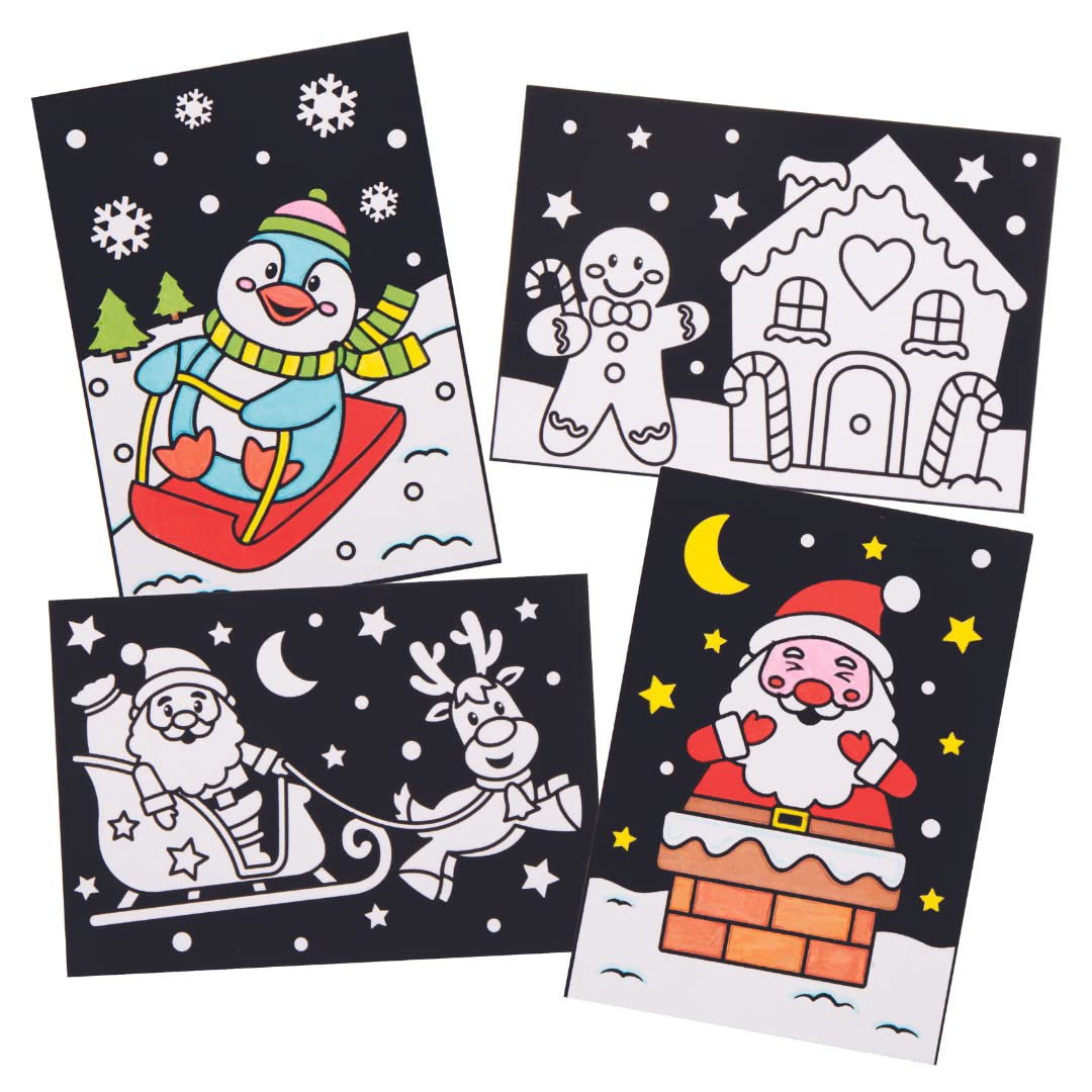 Baker Ross Christmas Colour in Art Pictures - Pack of 10 Fuzzy Craft Kit