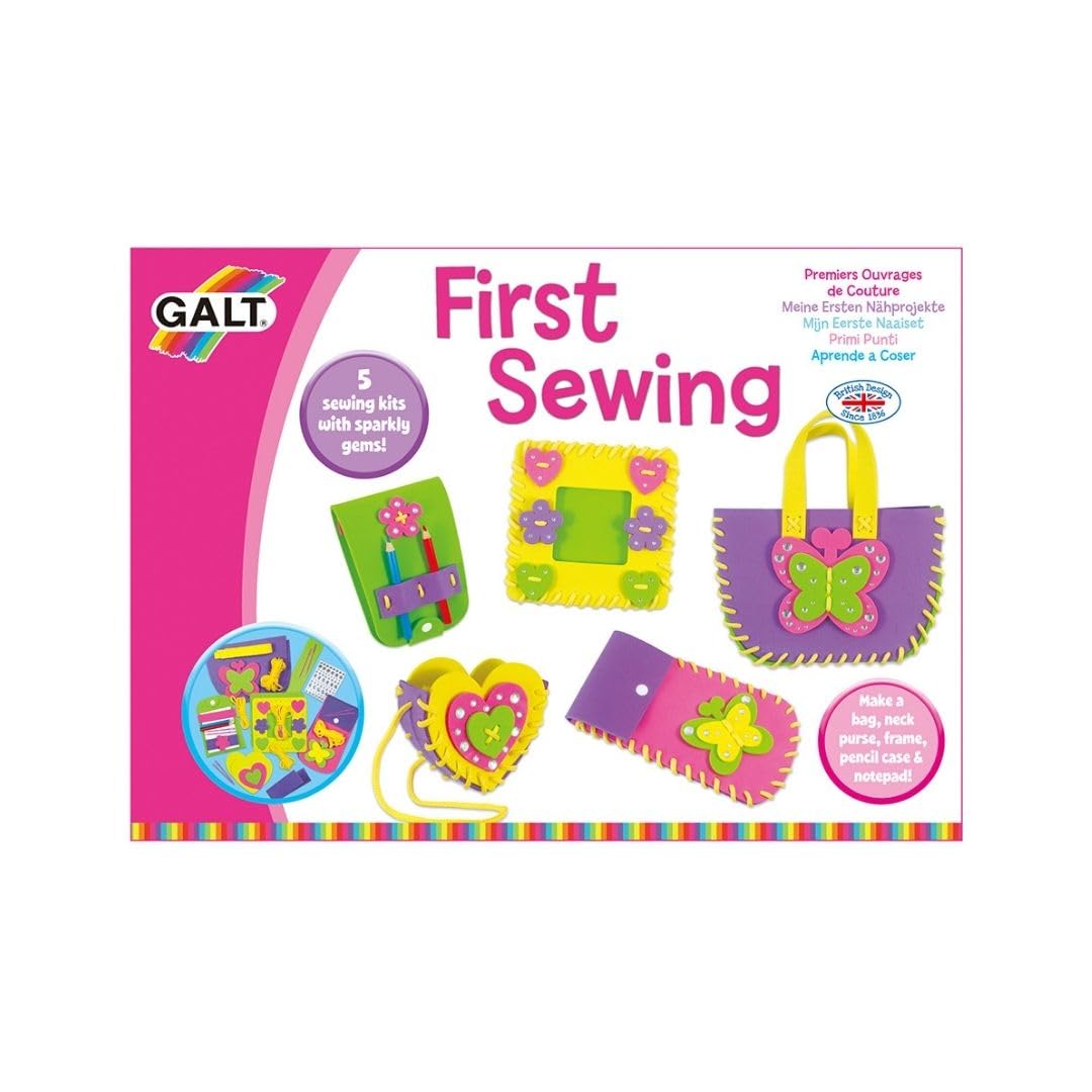 Galt First Sewing Kids Craft Kit with Pencil Case, Purse & Frame - Foam Sewing Set for Children 17