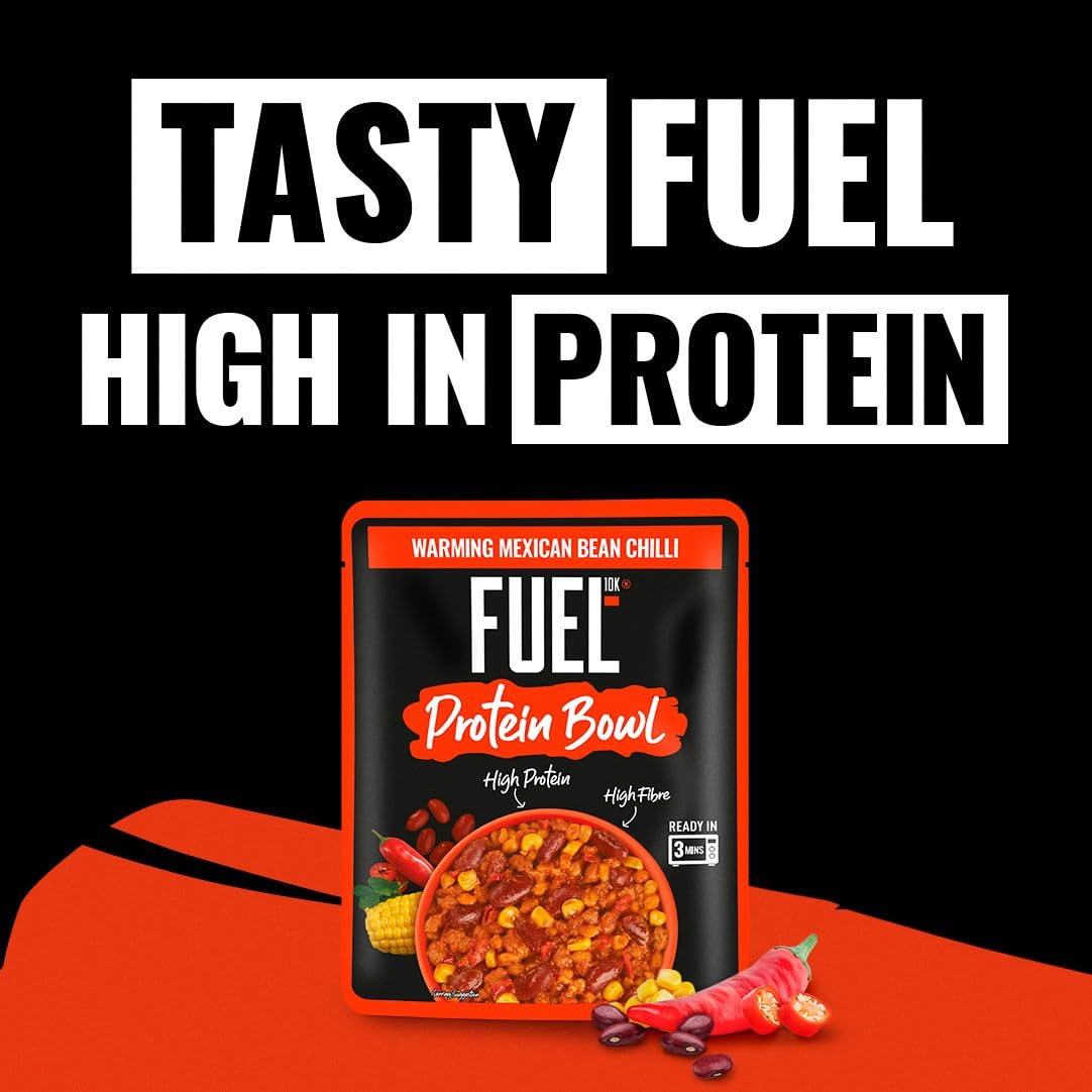 FUEL10K High Protein Mexican Bean Chilli Microwave Ready Meal - 14g Protein, Pack of 6 4