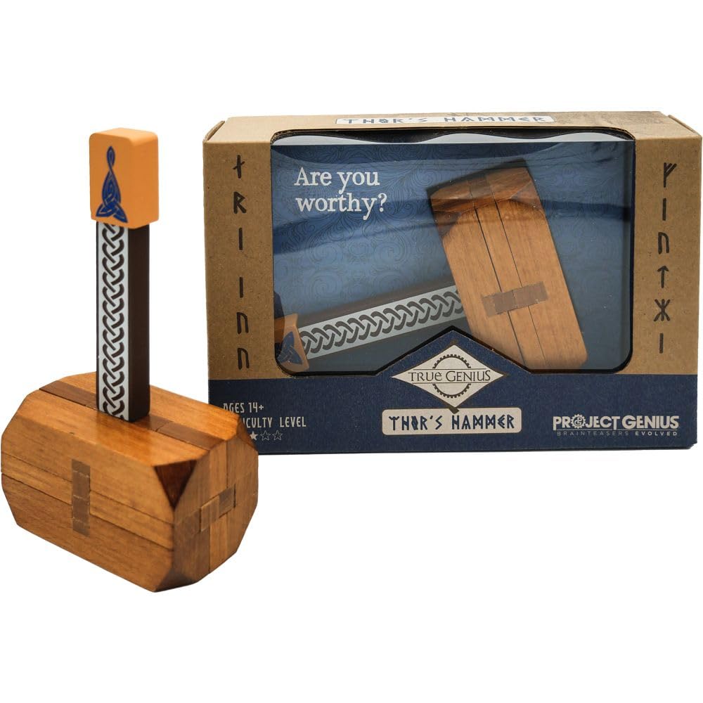 Thor's Hammer Wooden Brain Teaser Puzzle by Project Genius - Norse Mythology Puzzle for Ages 8+ 5