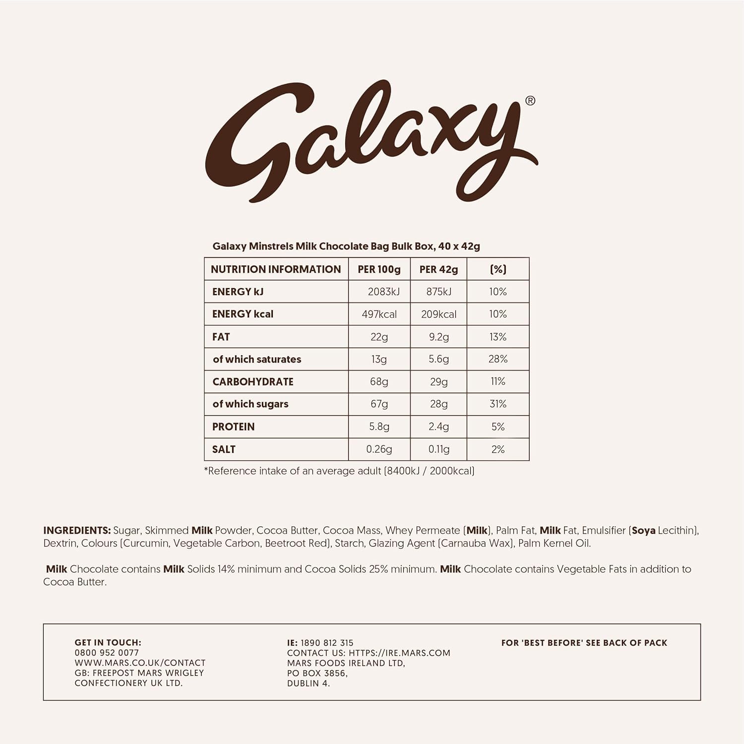 Galaxy Minstrels Milk Chocolate Bulk Box - 40 x 42g Bags, Smooth Chocolate with Crisp Sugar Shell 5