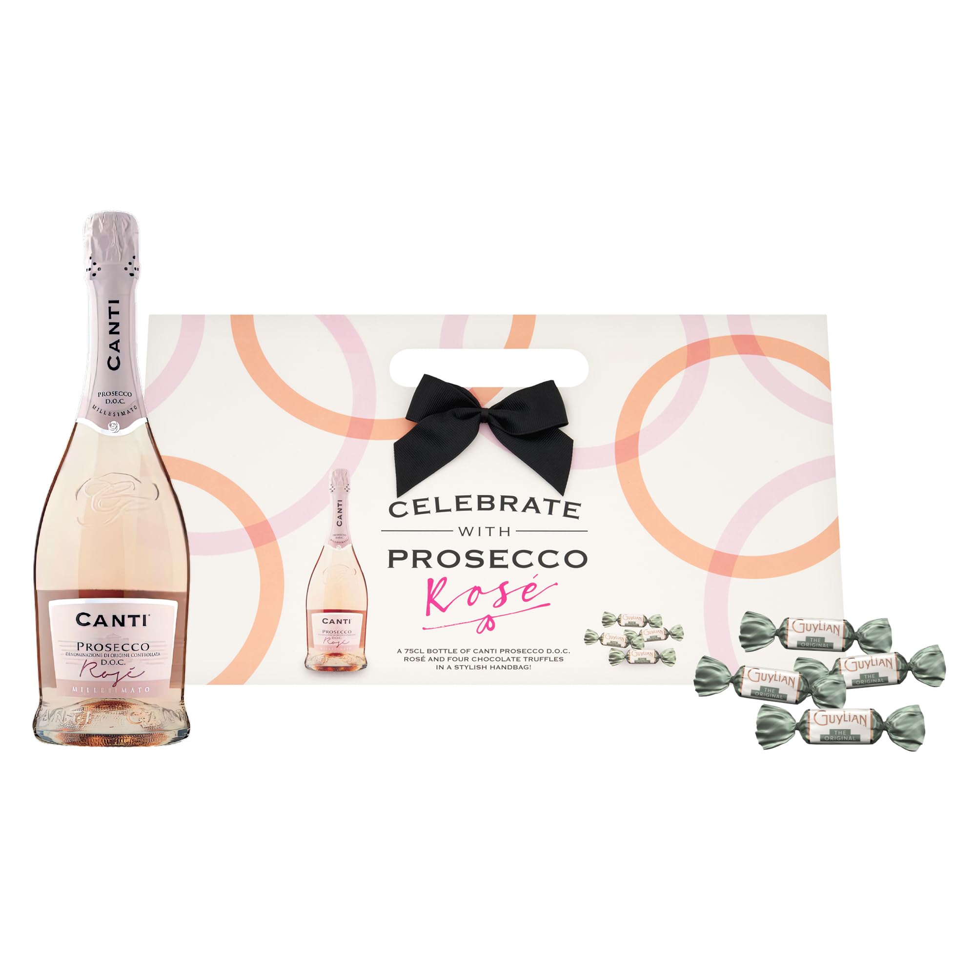 Canti Prosecco Rose 75cl & 4x Guylian Praline Temptations Belgian Chocolates