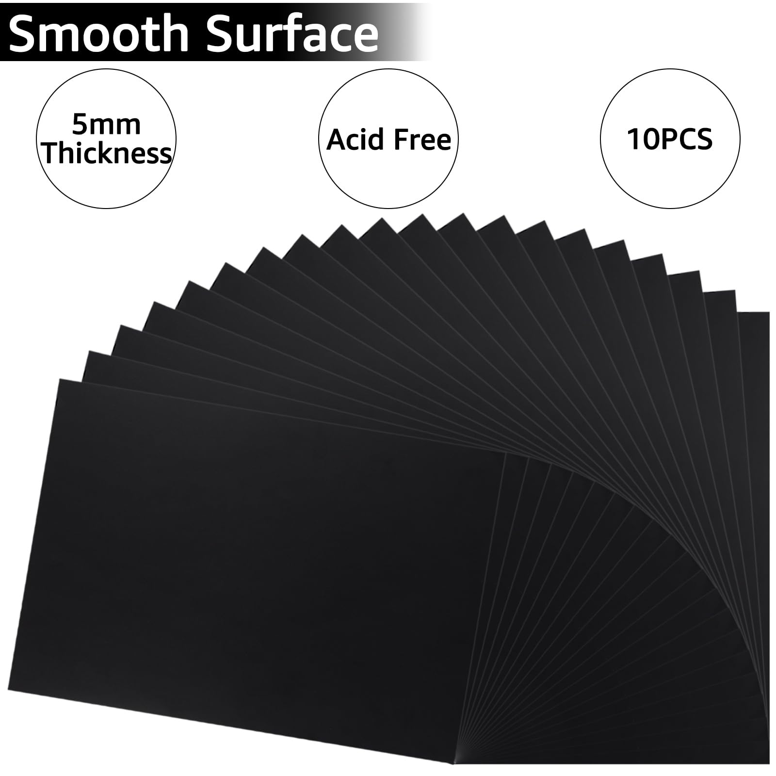 ASelected Black Foam Board - 10 Pack A3 Size, 5mm Thick Polystyrene Sheet for Crafting & Display 4