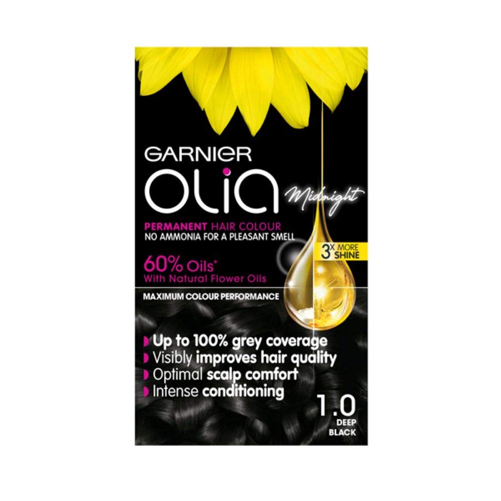 Garnier Olia Permanent Hair Dye - Deep Black (1.0), 230g
