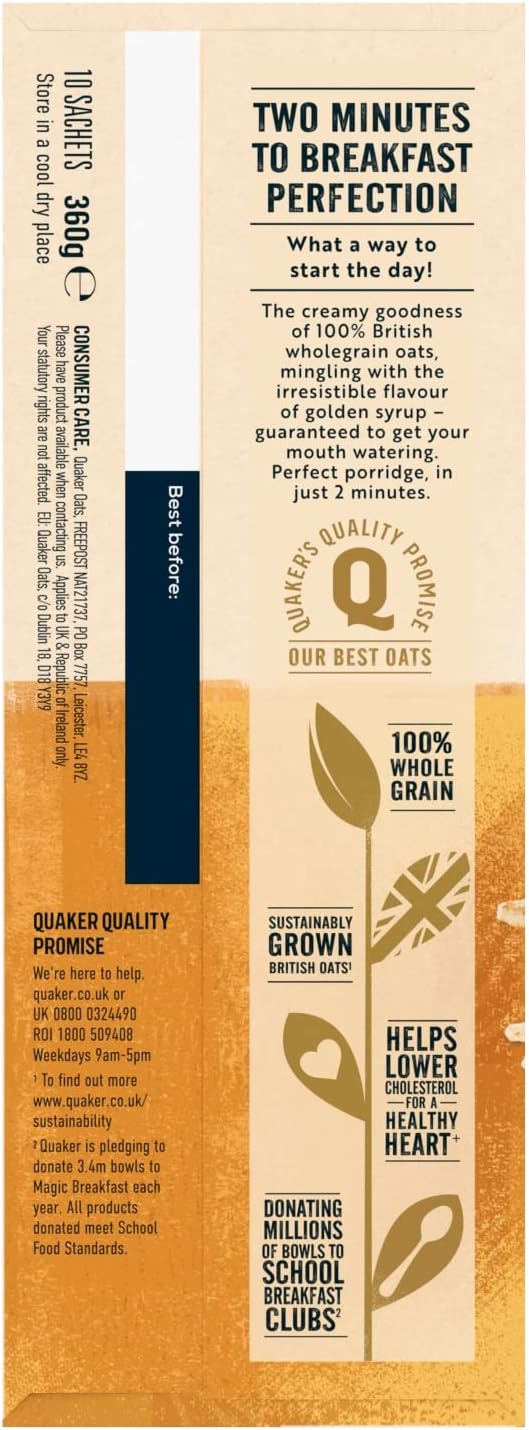 Quaker Oat So Simple Golden Syrup Porridge, 10 x 36g 3