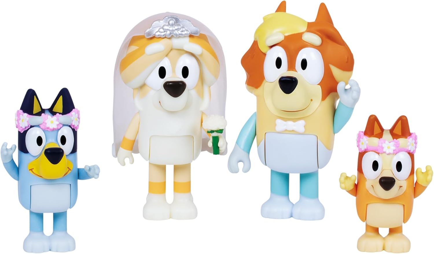 Bluey Figure 4-Pack Wedding Time - Uncle Rad and Frisky with Bluey and Bingo