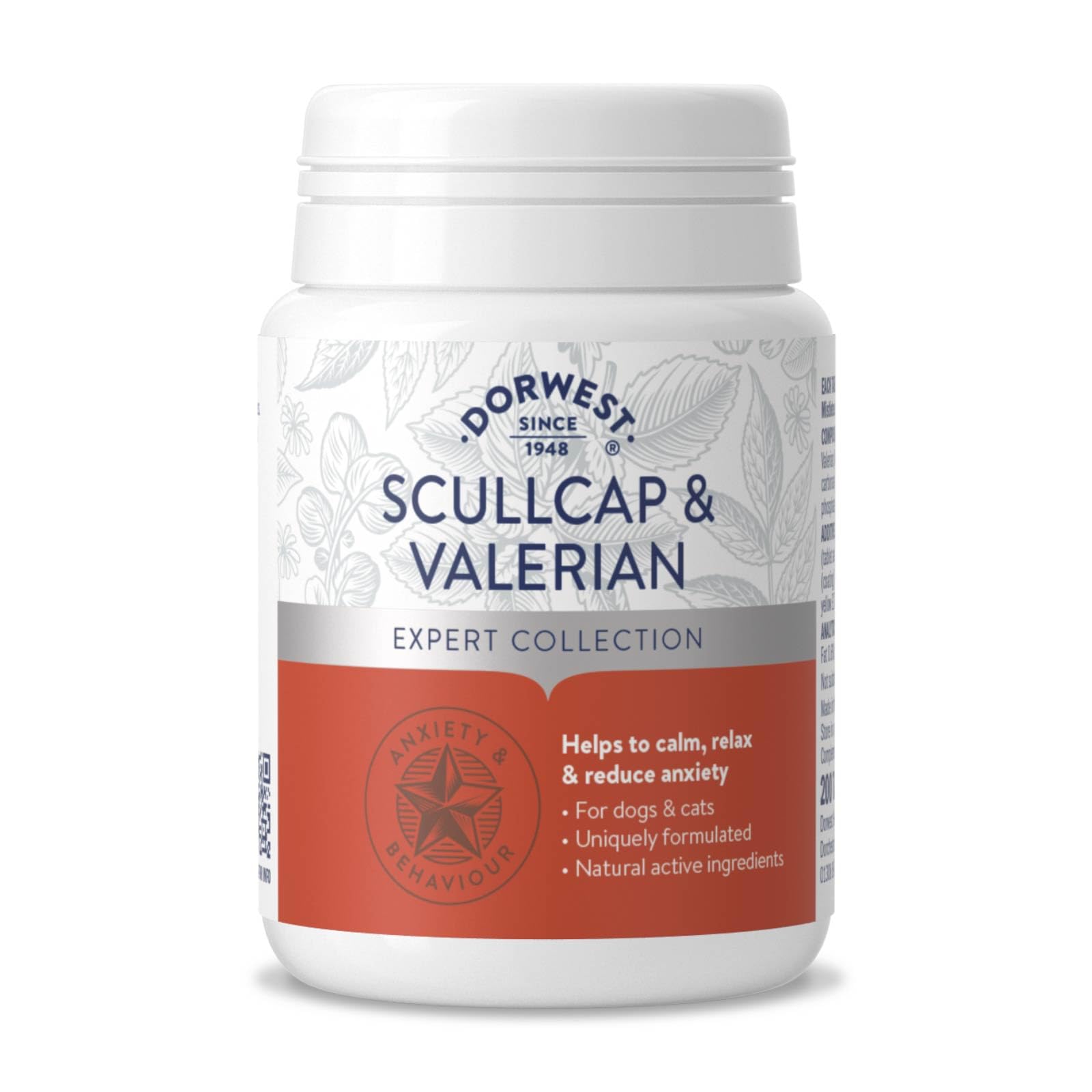 DORWEST HERBS Scullcap & Valerian Calming Tablets for Dogs and Cats - 200 Count
