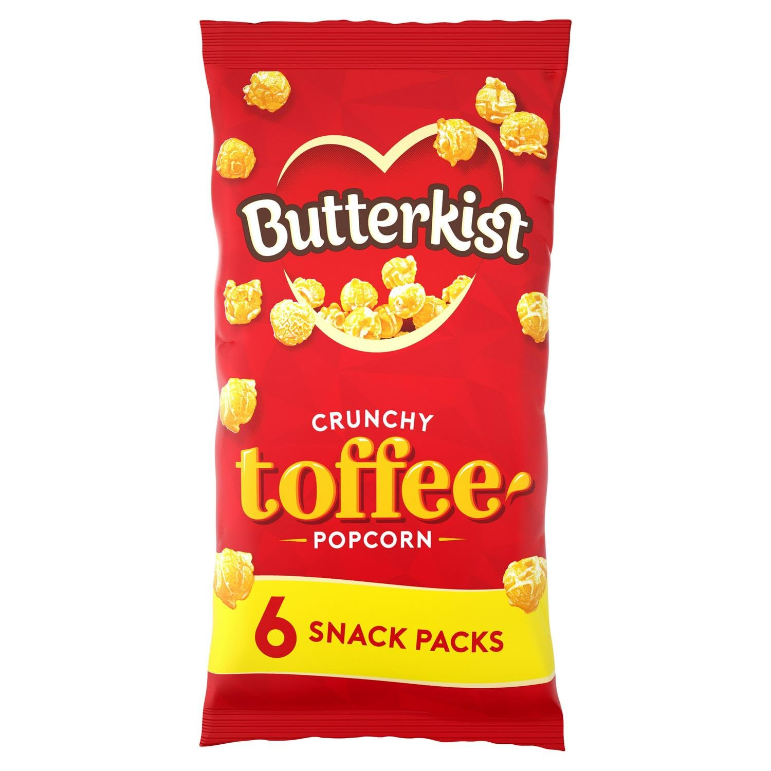 Butterkist Crunchy Toffee Popcorn 6x20g Snack Packs, Case of 12 - Gluten Free