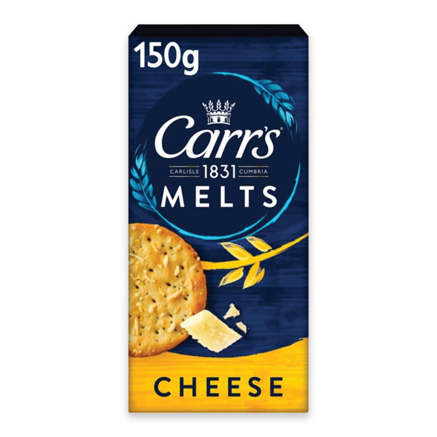 Carr's Melts Cheese Crackers, 150 g - Savoury Multigrain Snack with Salted Cheese Flavor