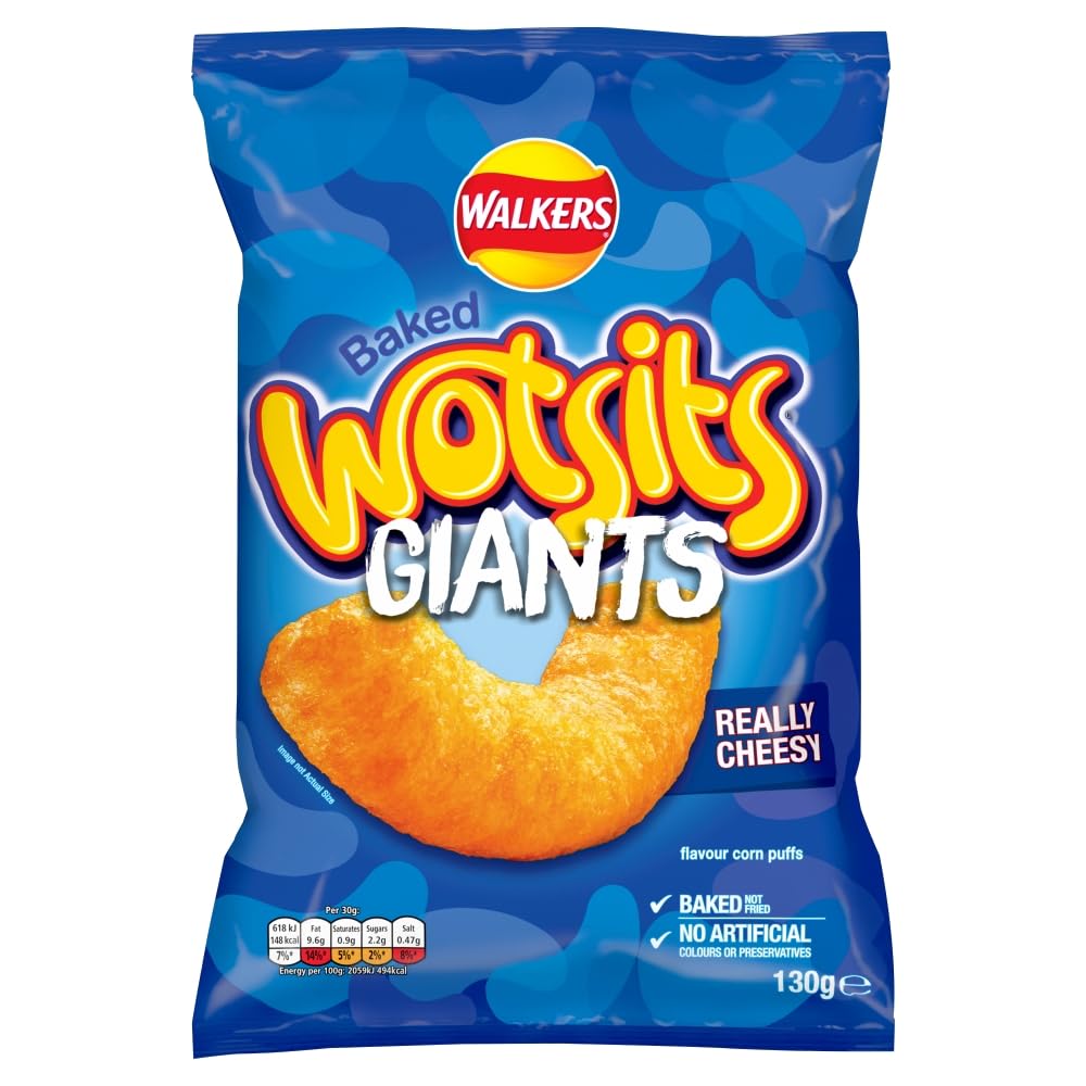 Walkers Wotsits Giants Really Cheesy Vegetarian Baked Snacks 130g
