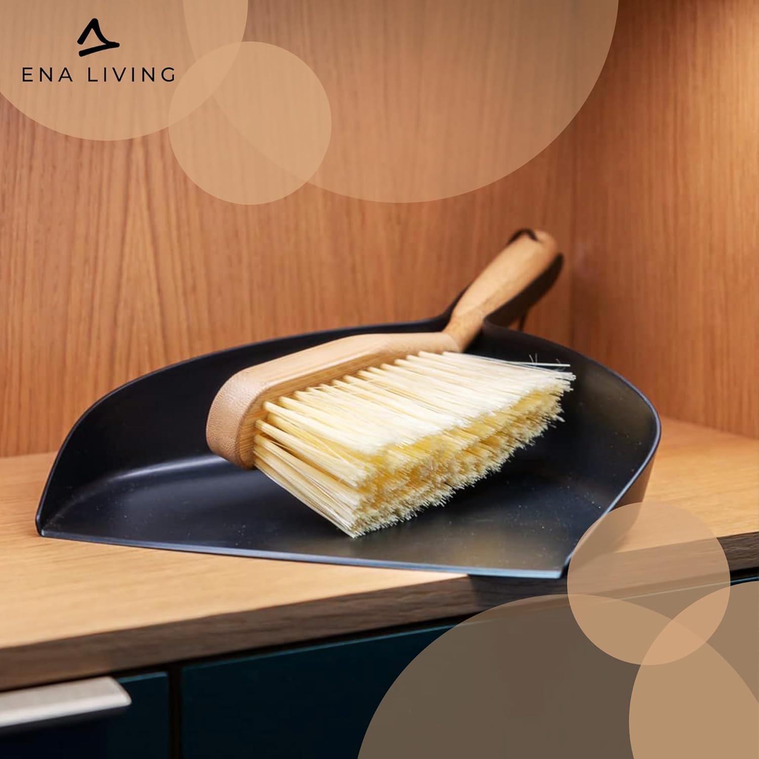 ENA Living Bamboo Dustpan & Brush Set - Eco-Labelled | Durable & User Friendly 7