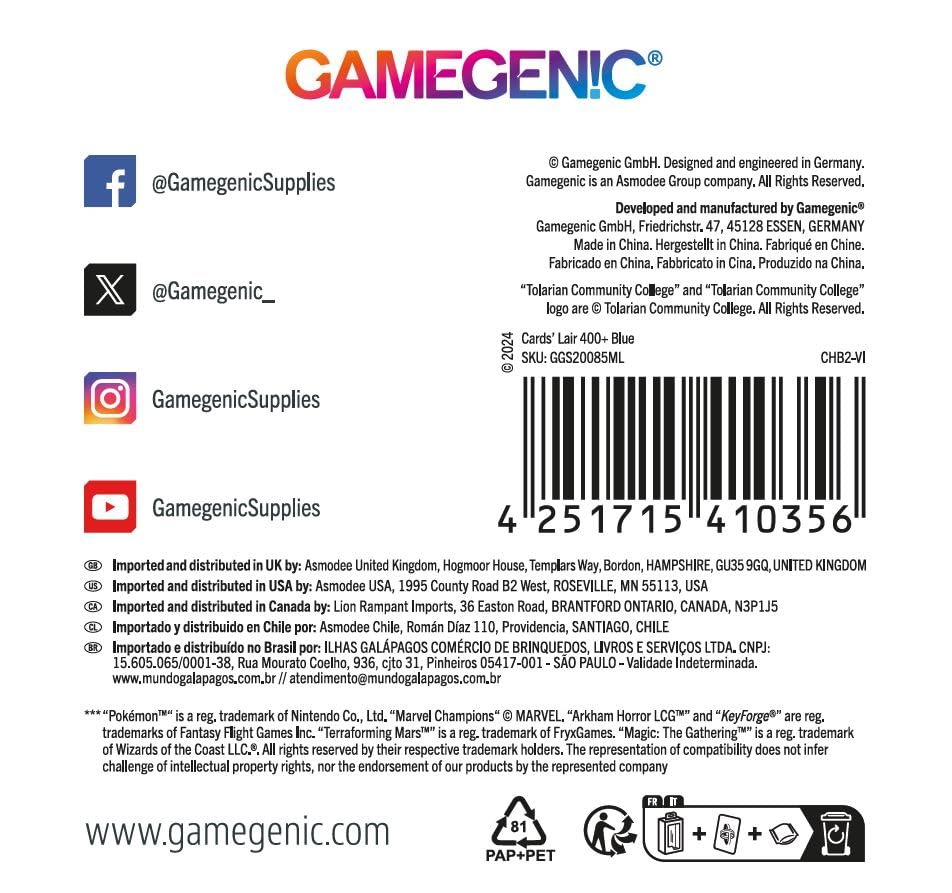 Gamegenic Card's Lair 400+ Card Storage Box (Blue) 10