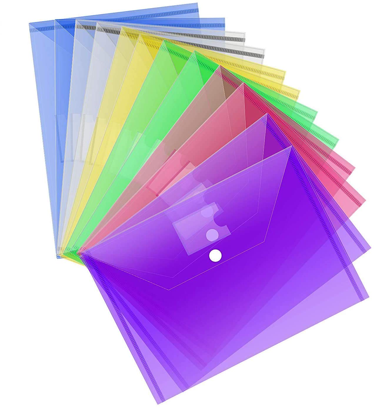ASelected A4 Plastic Document Wallets with Popper Closure | 24 Pack | Clear | Holds 100 Sheets 1