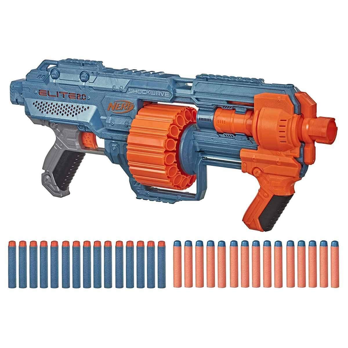 Nerf Elite 2.0 Shockwave RD-15 Blaster - Pump-Action with 15-Dart Drum & Slam-Fire 7