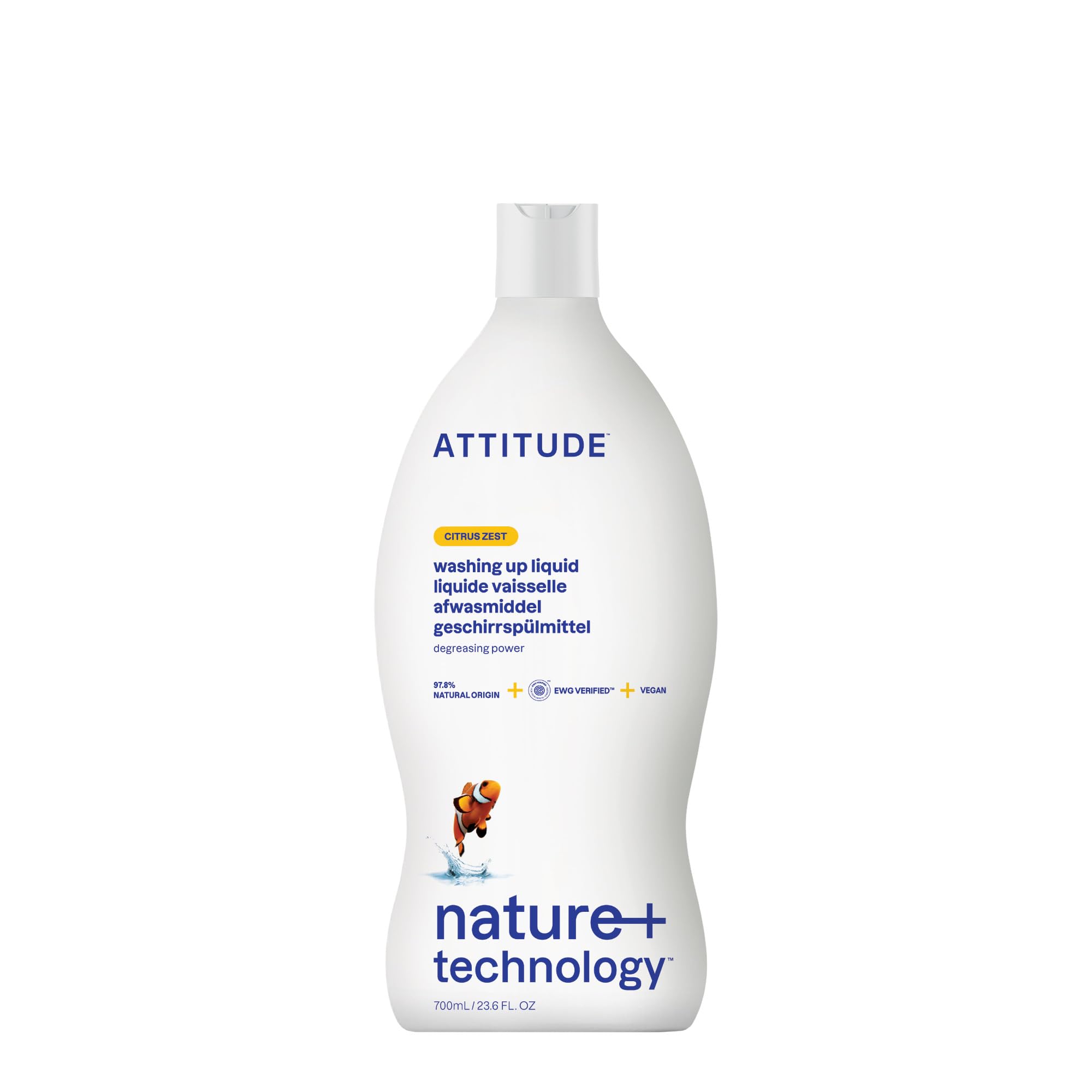 ATTITUDE - Washing Up Liquid, EWG Verified, Plant-Based & Vegan Dish Soap