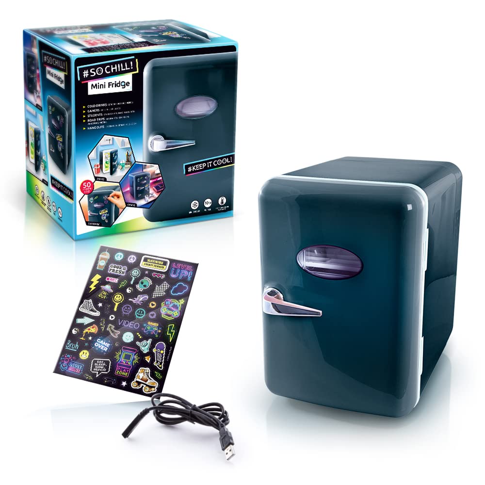 So Chill Mini Fridge - Compact 4L USB-Powered Cooler with Stickers for Personalization 4