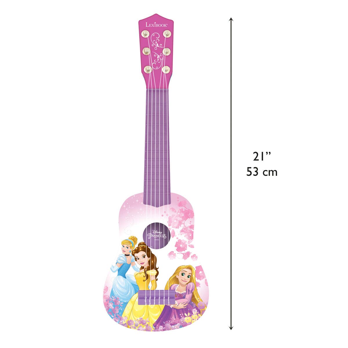 Lexibook Disney Princess Rapunzel My First Guitar 6 Nylon Strings 53 cm with Learning Guide Pink Purple K200DP