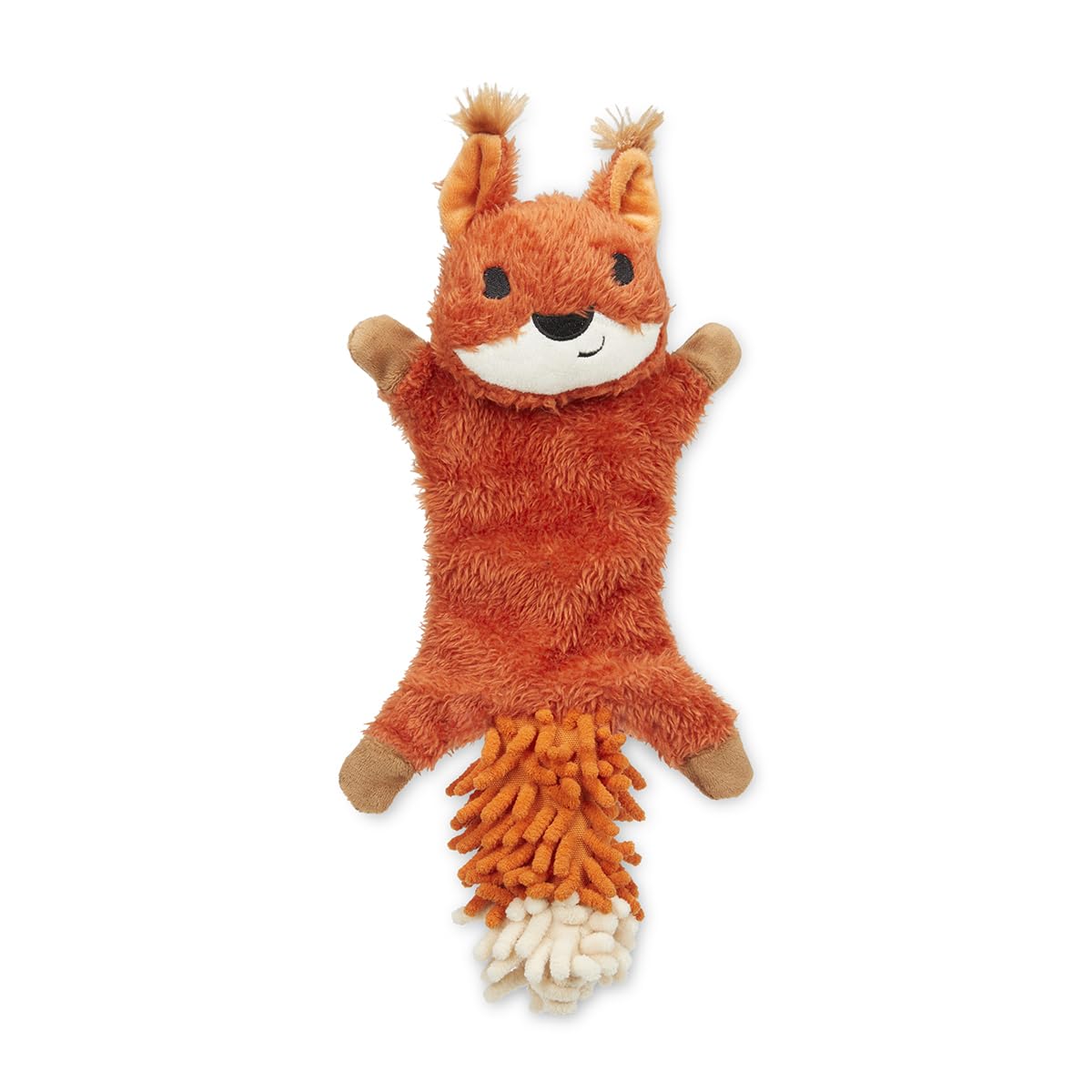 Petface Saffia Squirrel Crinkle Dog Toy - Built-in Squeaker | Polyester Plush | Orange