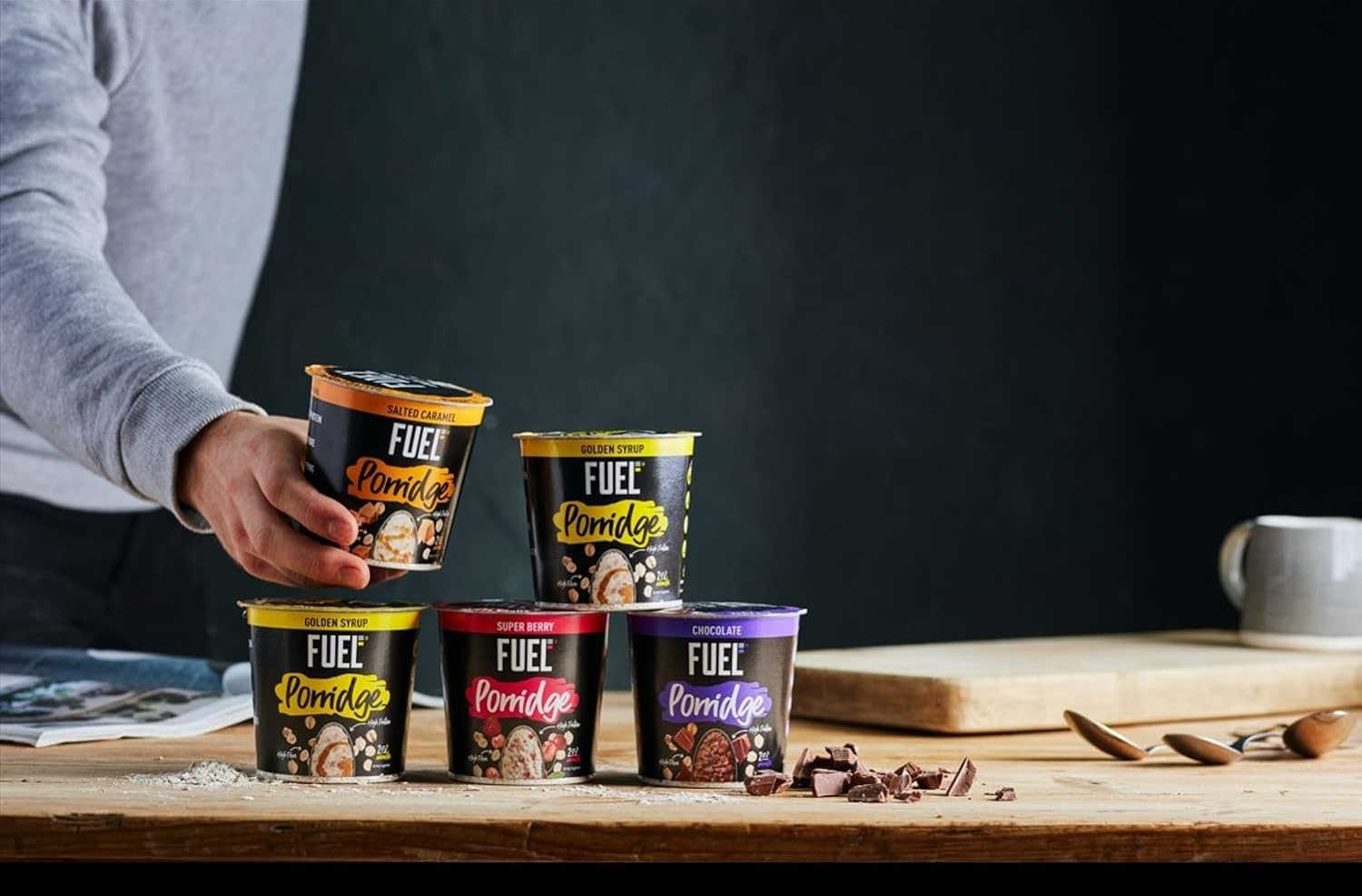 FUEL10K High Protein Salted Caramel Porridge Oat Cereal Pot, 70g (Pack of 8)