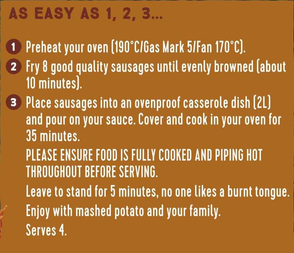 Homepride Wurstauflauf-Kochsauce zum Aufbacken im Ofen – arm an gesättigten Fettsäuren, vegetarisch, 485 g 6