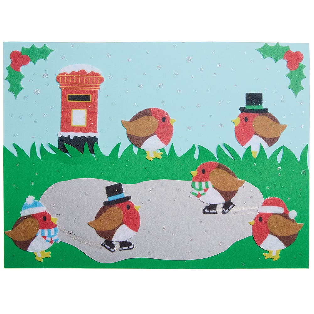 Baker Ross FX305 Christmas Robin Felt Stickers - Pack of 100 Assorted Designs 5