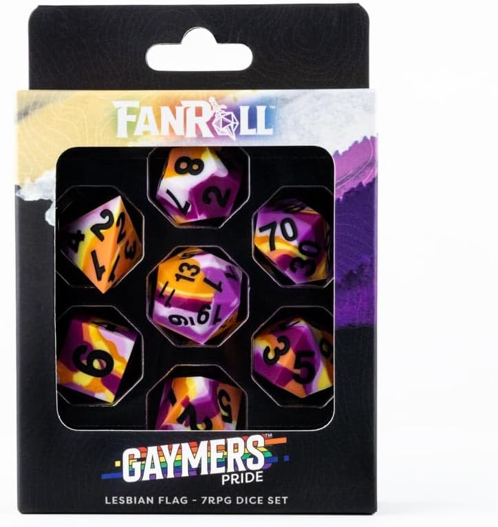 Metallic Dice Games FanRoll 16mm Pride Sharp Edge Silikonkautschuk Polyedrisches Würfelset