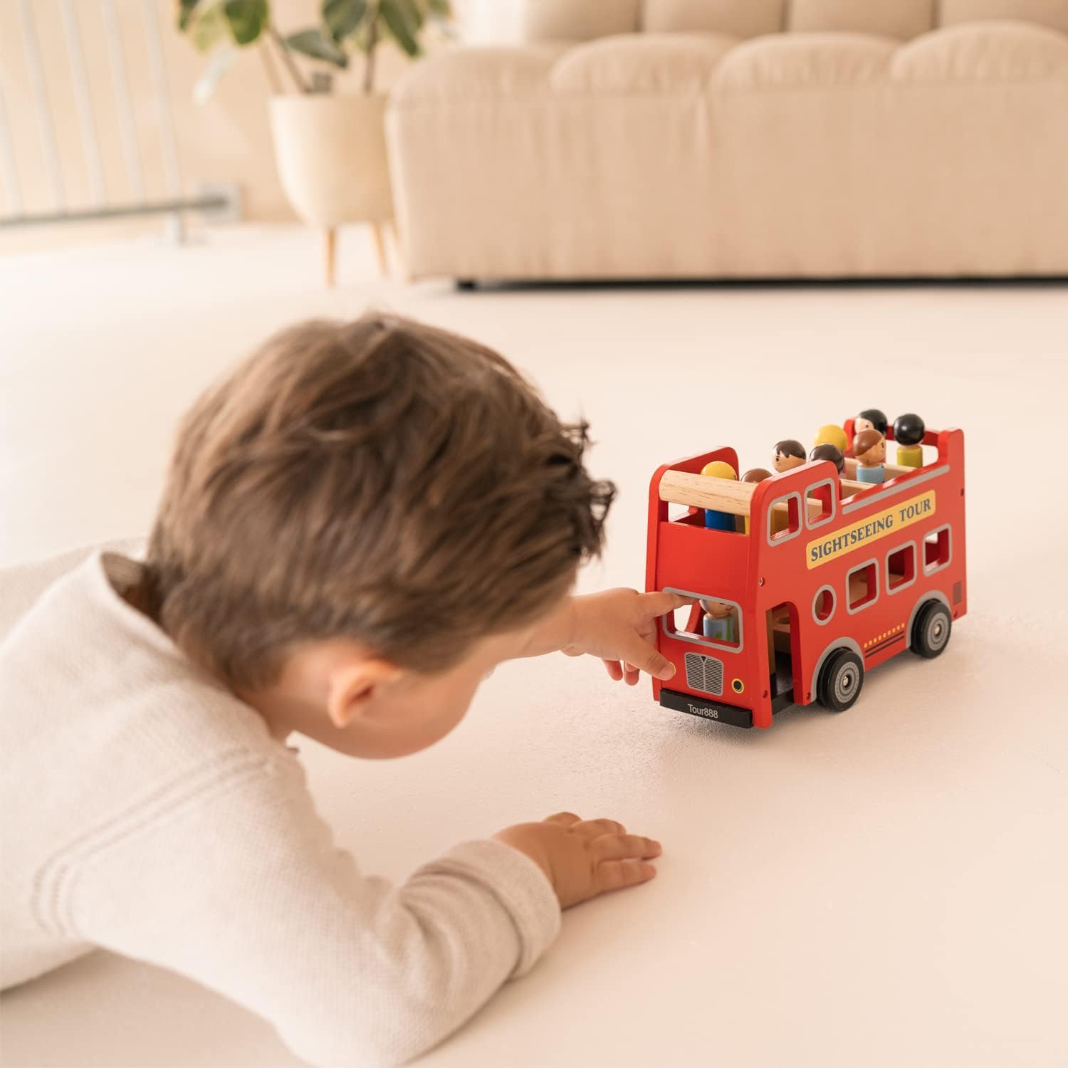 Wooden Pop-Up Fire Truck - Spring-Loaded Firefighter Toy for Ages 2+ 4