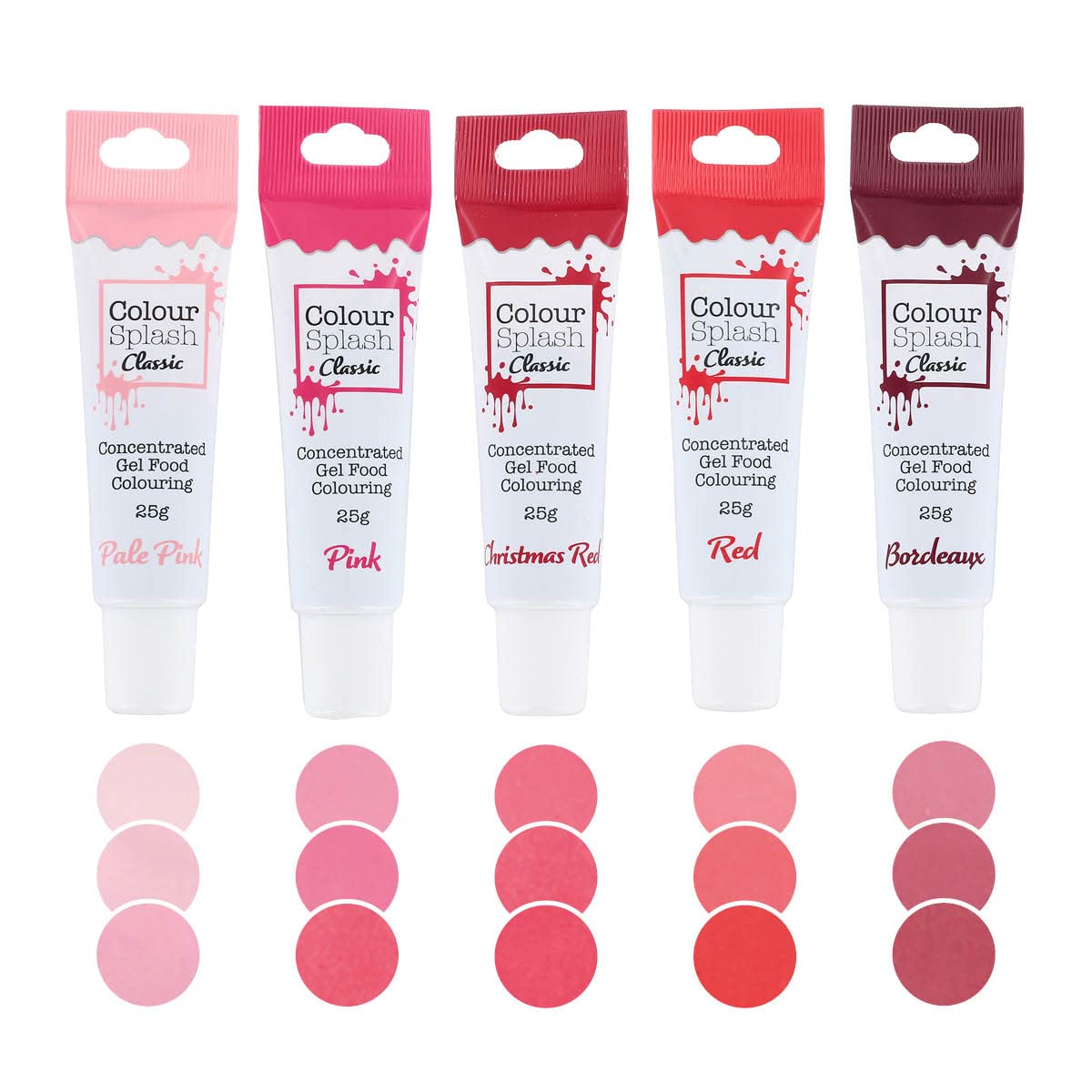 Colour Splash - Reds 5 Pack Food Colouring Gels, Highly Concentrated, Easy to Use Squeezy Tubes for Cakes & Icing