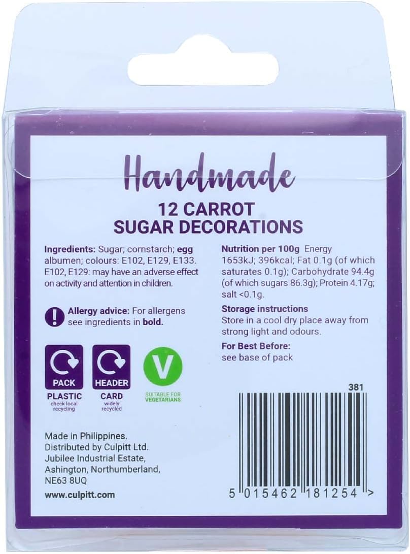 Culpitt – Essbare Kuchendekorationen mit Karotten-Zuckerspritze, 12 Stück 3
